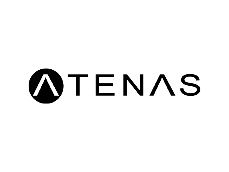 Logotipo de ATENAS en negro sobre fondo blanco
