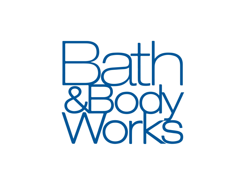 Logotipo de Bath & Body Works en texto azul sobre fondo blanco.