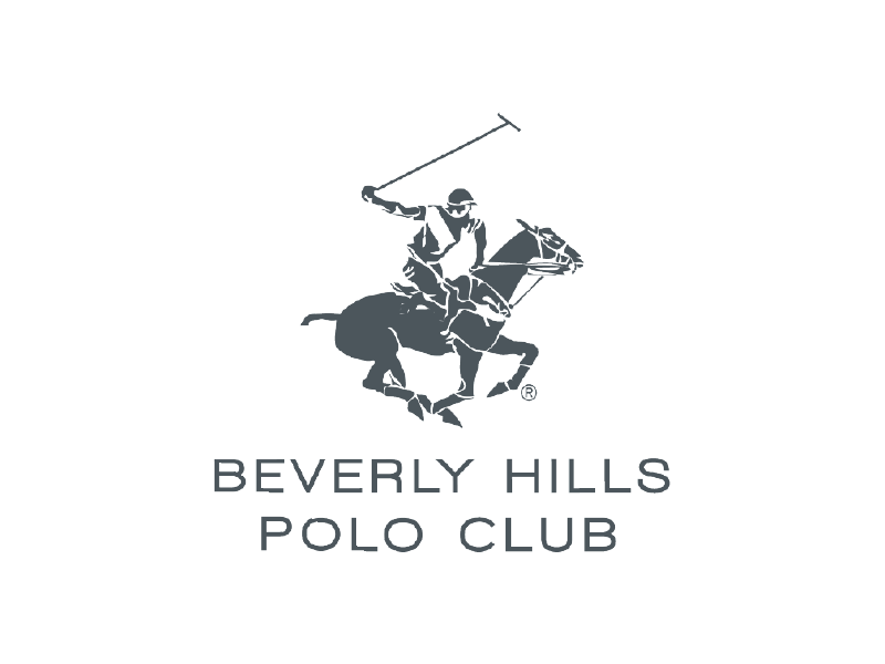 Logotipo del Beverly Hills Polo Club con un jugador de polo a caballo sosteniendo un mazo.