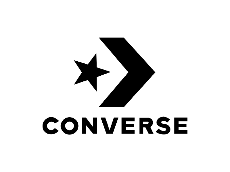 Logotipo de Converse con estrella negra y galón sobre la palabra CONVERSE