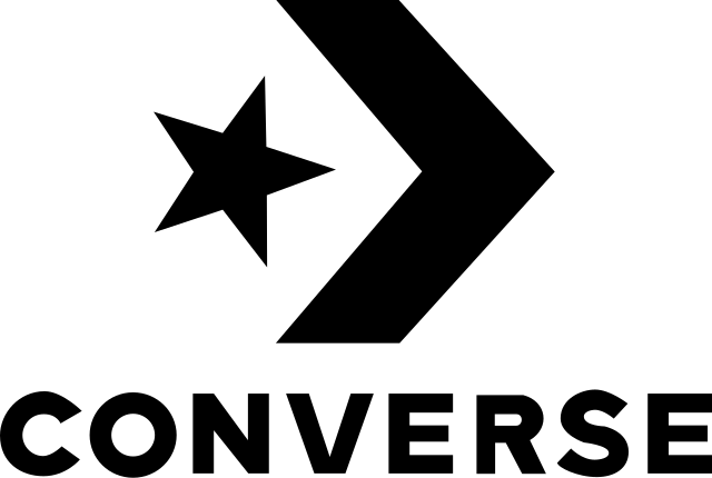 Logotipo de Converse con una estrella negra y un galón sobre la palabra “CONVERSE”.