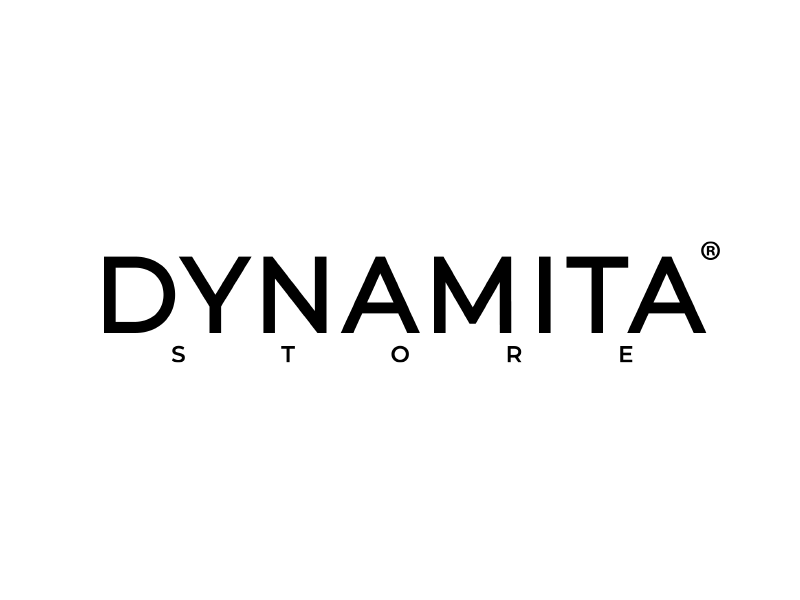 Logotipo de Dynamita Store en texto negro sobre fondo blanco