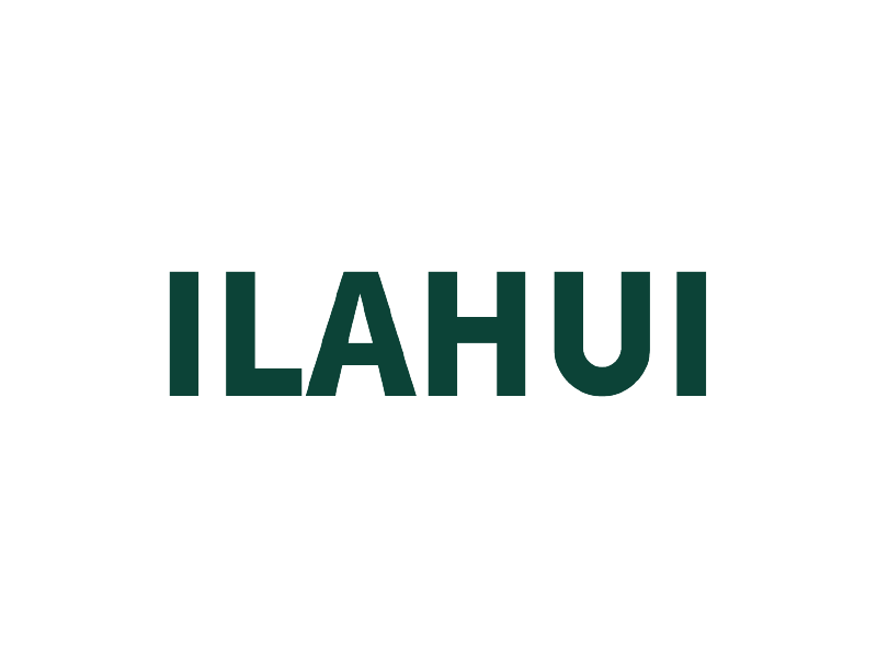 Texto “ILAHUI” en verde oscuro sobre fondo blanco