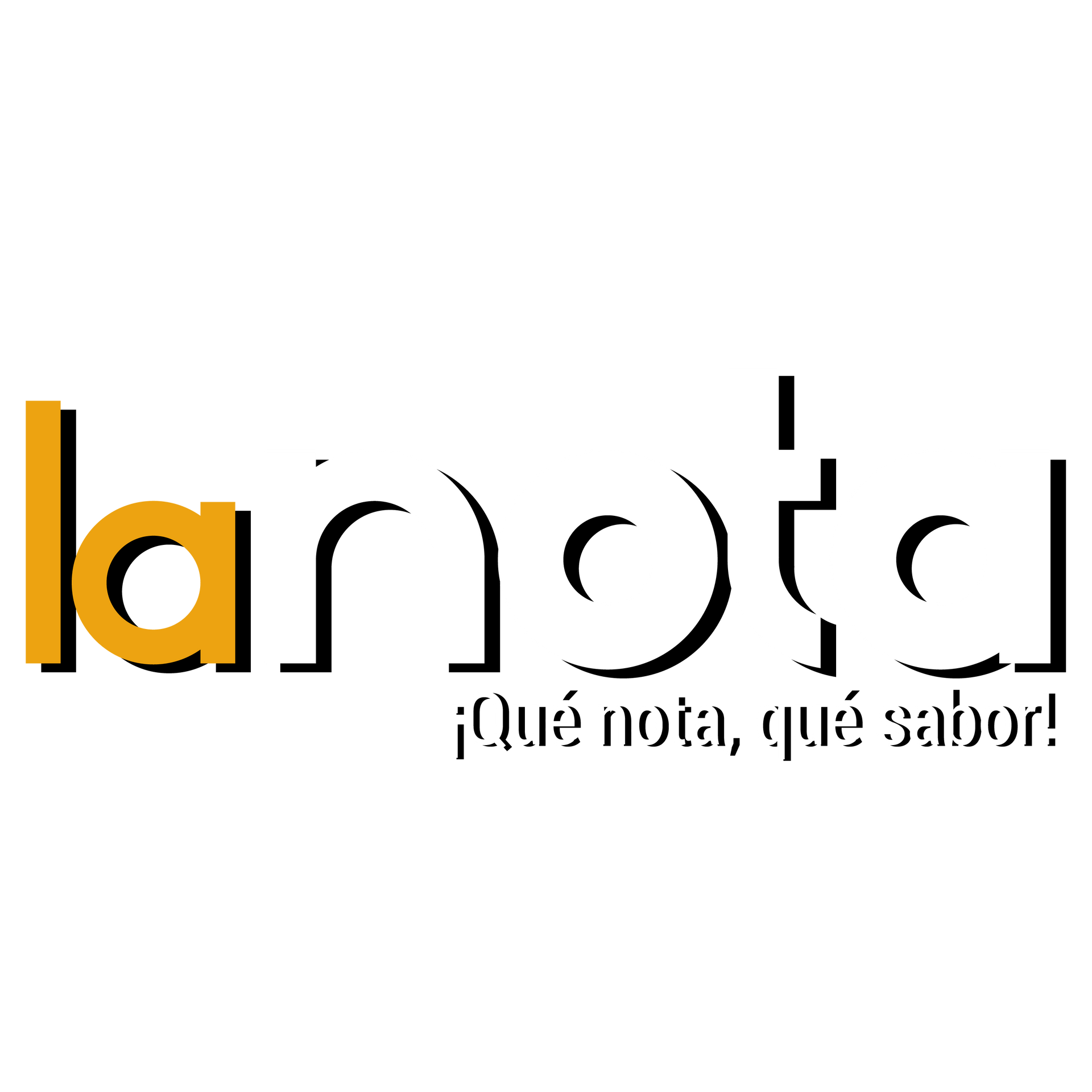 Stylized “la nota” logo in black and orange with the tagline “¡Qué nota, qué sabor!”