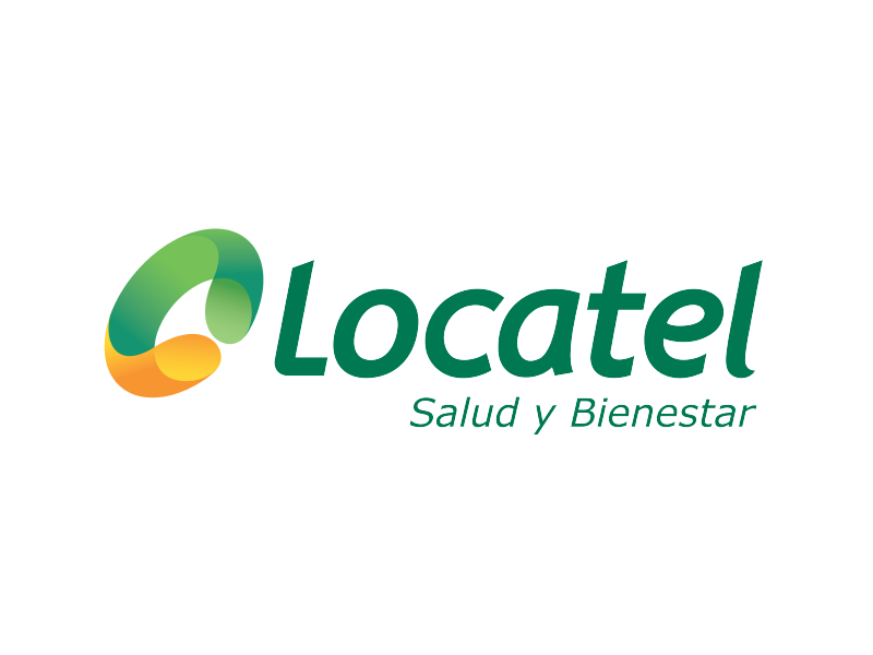 Logotipo de Locatel en verde y naranja con el eslogan “Salud y Bienestar” debajo.