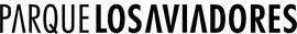 Logotipo de PARQUE LOS AVIADORES con texto negro y un gráfico de alas estilizado en estilo de dibujo lineal.