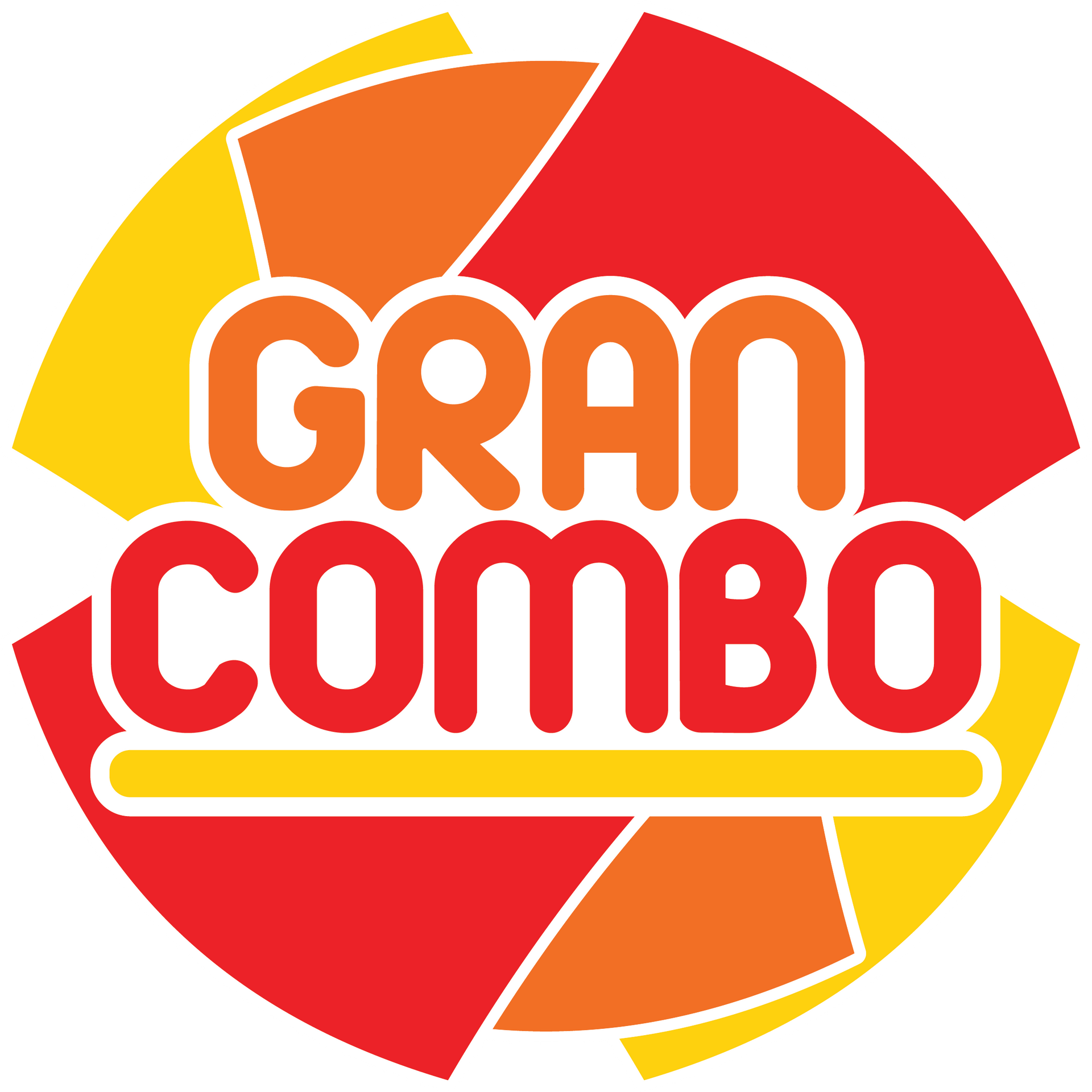 Logotipo de Gran Combo en rojo, naranja y amarillo con letras blancas en negrita.