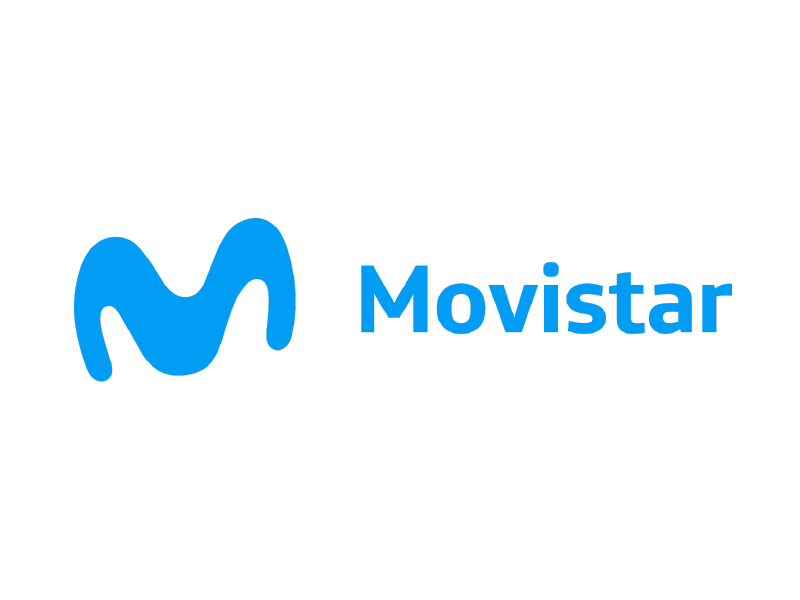 Logotipo y nombre de Movistar en azul sobre fondo blanco.