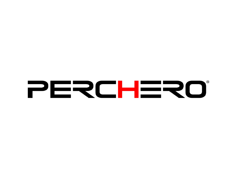 Logotipo de PERCHERO en negro y rojo sobre fondo blanco