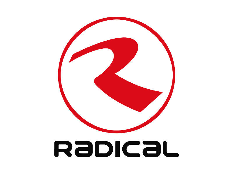 Logotipo de Red Radical con emblema circular rojo y marca denominativa negra sobre fondo blanco.