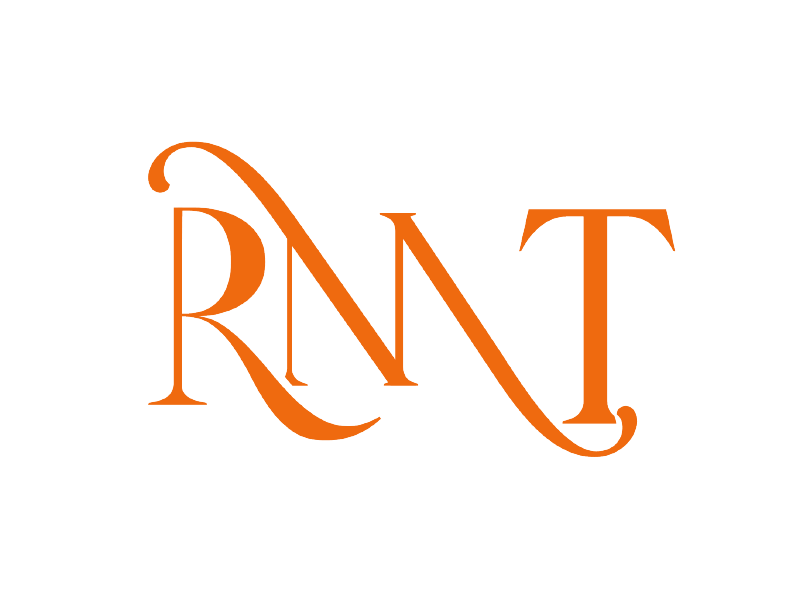 Letras “RNT” estilizadas de color naranja sobre un fondo blanco.