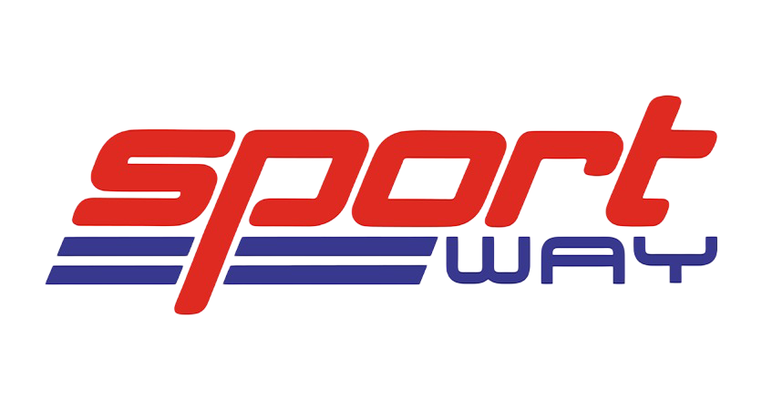 Logotipo de Sportway en texto rojo y azul sobre fondo blanco.