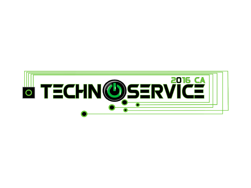 Logotipo de Technoservice con icono de energía verde y “2016 CA” sobre fondo blanco.