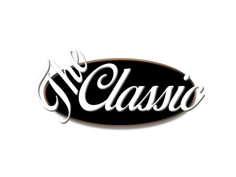 El logotipo clásico en letra blanca sobre un fondo ovalado negro.