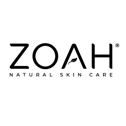 Logotipo de ZOAH Natural Skin Care en texto negro sobre fondo blanco