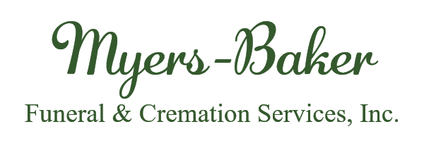 Myers-Baker Funeral & Cremation Services, Inc. logo in green and black text