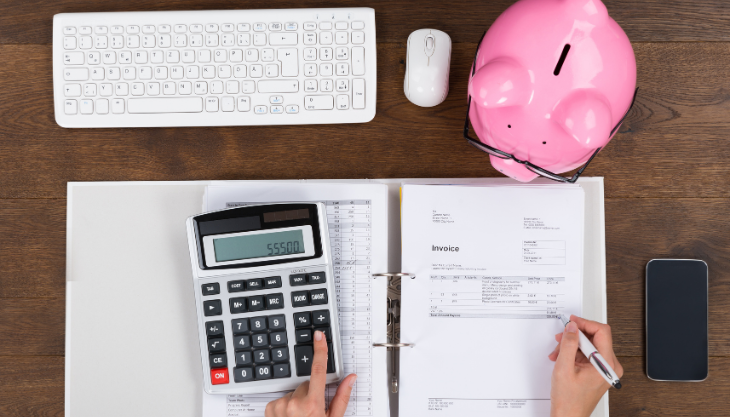 View of a bookkeeping expert's desk when handling outsourced bookkeeping services
