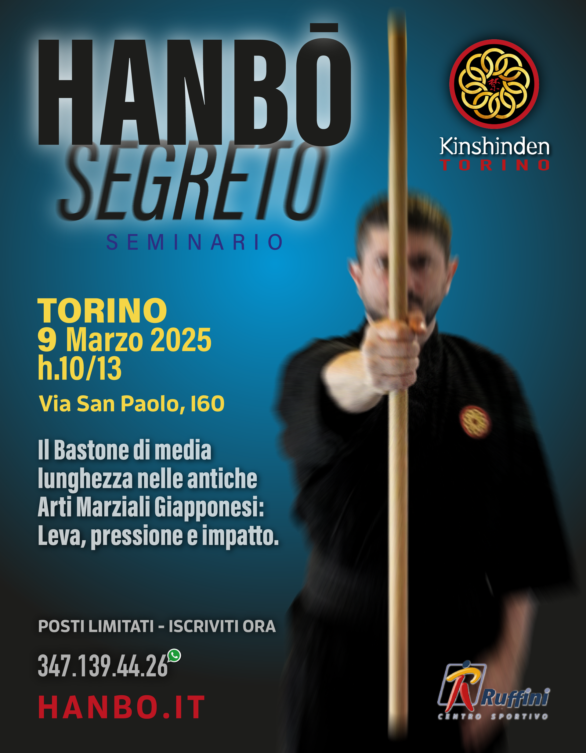 La locandina del Seminario sullo Hanbo, il bastone di media lunghezza della tradizione giapponese