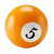 Orange billiard ball numbered 5 with a white circle label