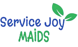 Service Joy Maids logo in blue and green with leaf icon