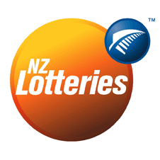 A logo for nz lotteries is shown on a white background
