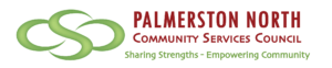 The palmerston north community services council logo is green and red