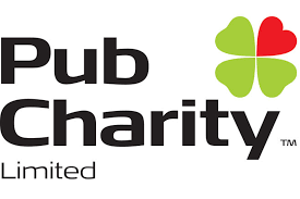 A logo for pub charity limited with a clover on it