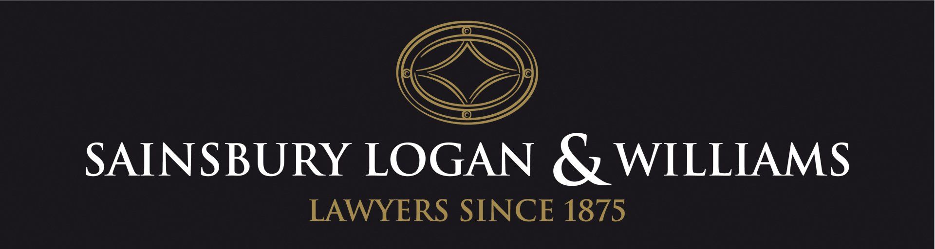 A logo for sainsbury logan & williams lawyers since 1875