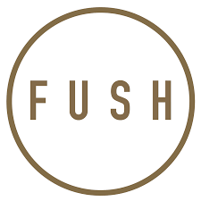 The word fush is written in a circle on a white background.