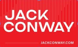 Red background with white JACK CONWAY text and jackconway.com website address