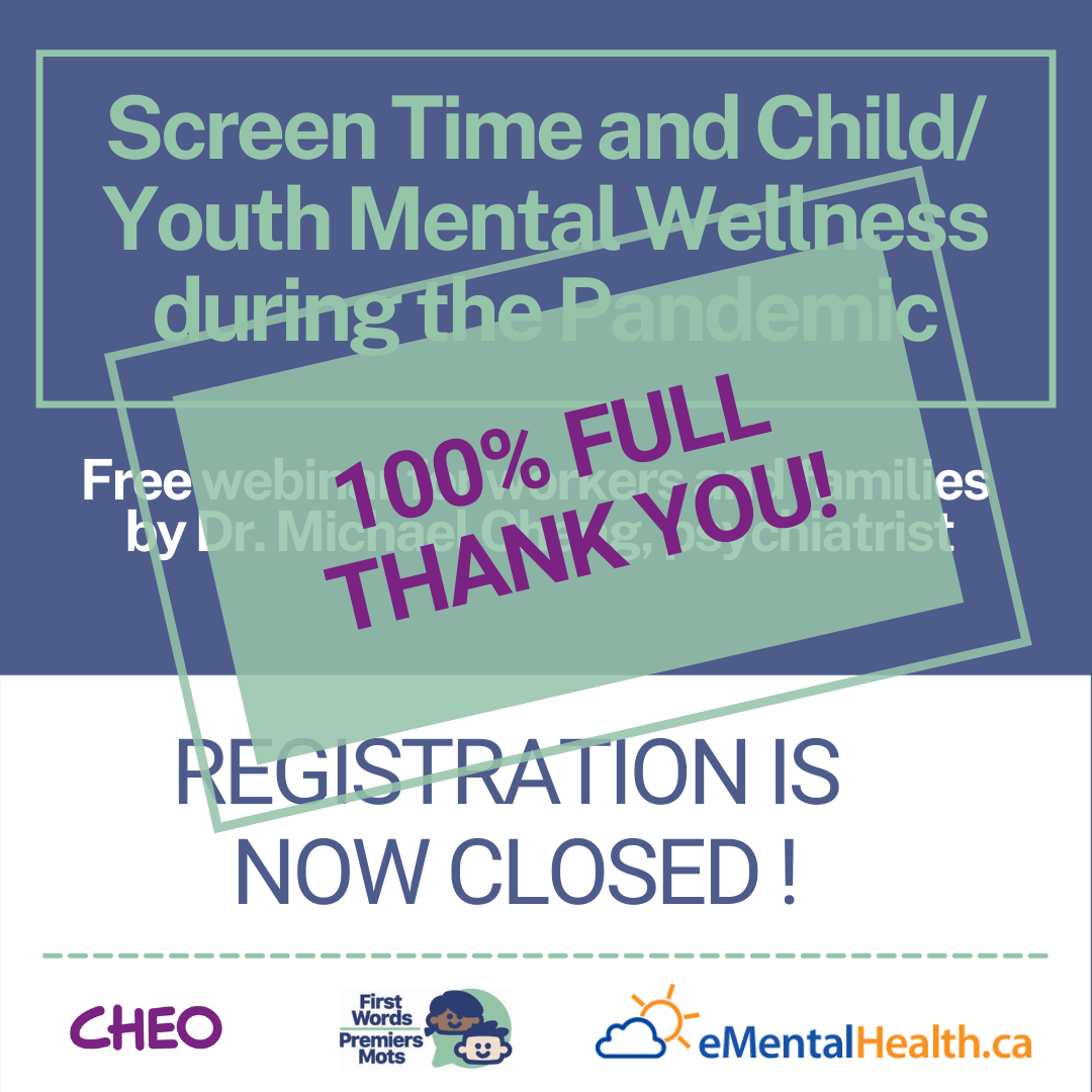 A sign that says screen time and child youth mental wellness during the pandemic