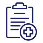 Medical record with a plus sign symbol.