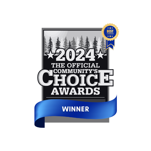 2024 Official Community Choice Awards winner badge with blue ribbon and gold seal