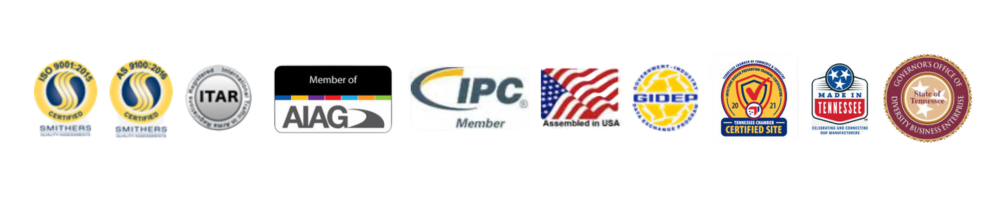 Logos of various organizations, including ITAR, IPC, and the American flag.