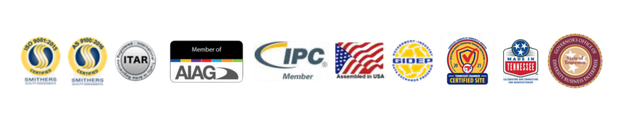 Logos of various organizations, including ITAR, IPC, and the American flag.