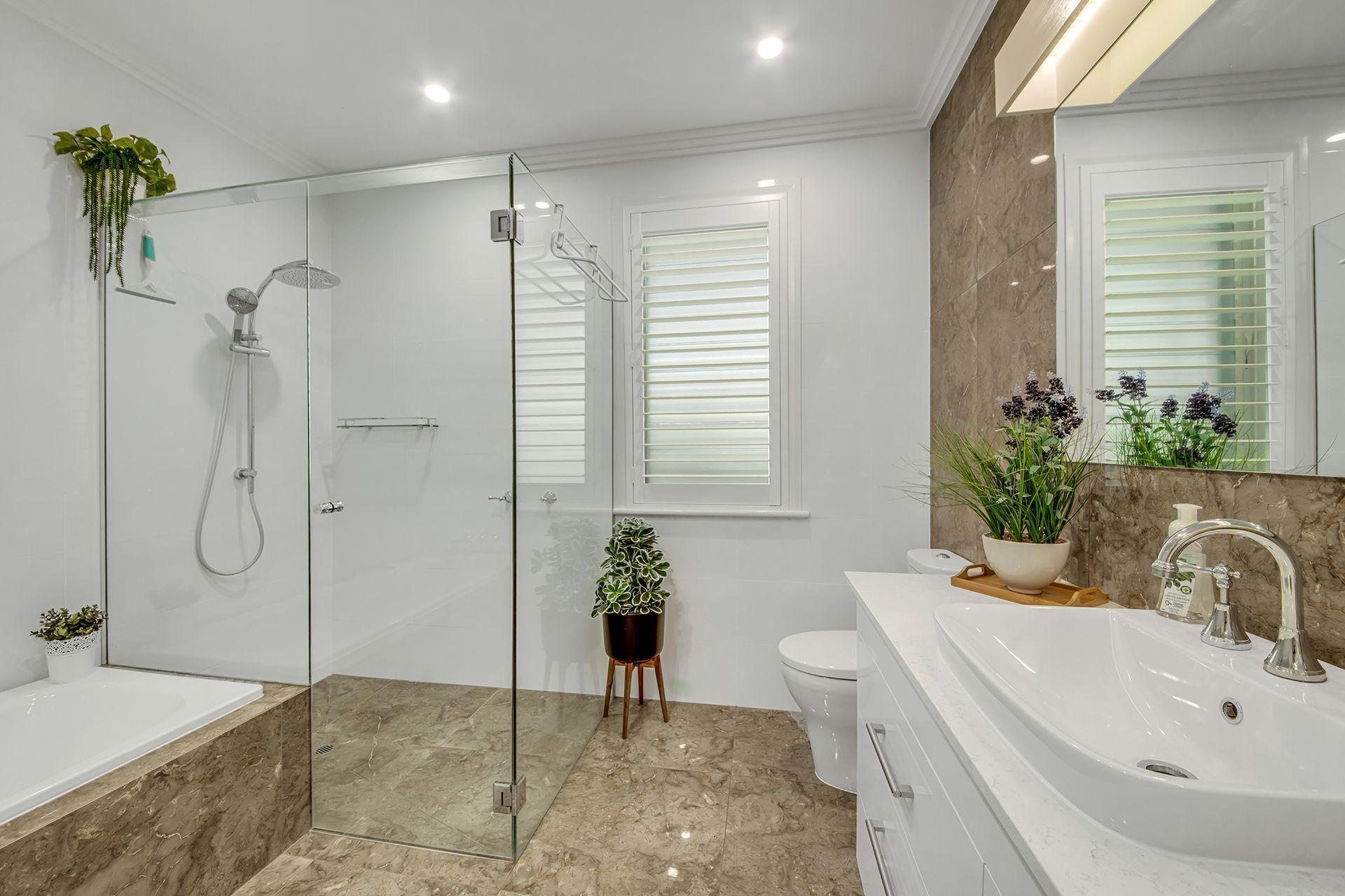 Glass Shower Door with Sliding Hardware, Mounted on A White Wall — Wares Blinds, Screens & Awnings In Tannum Sands, QLD