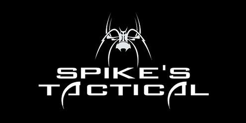 The logo for spike 's tactical has a spider on it.