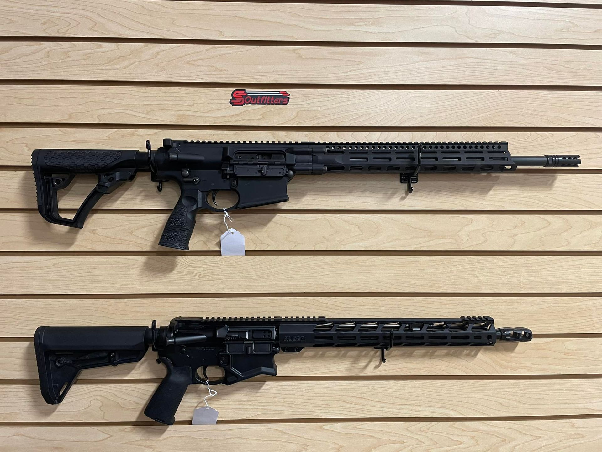 Guns hanging on the wall