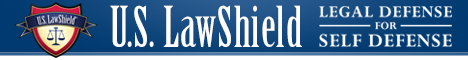 A blue sign that says u.s. lawshield legal defense for self defense
