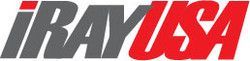 A red and gray logo for iran usa on a white background.
