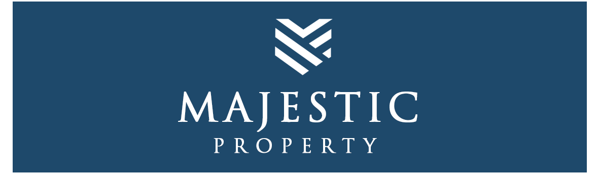 The majestic property logo is on a blue background