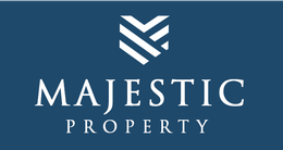 The majestic property logo is on a blue background