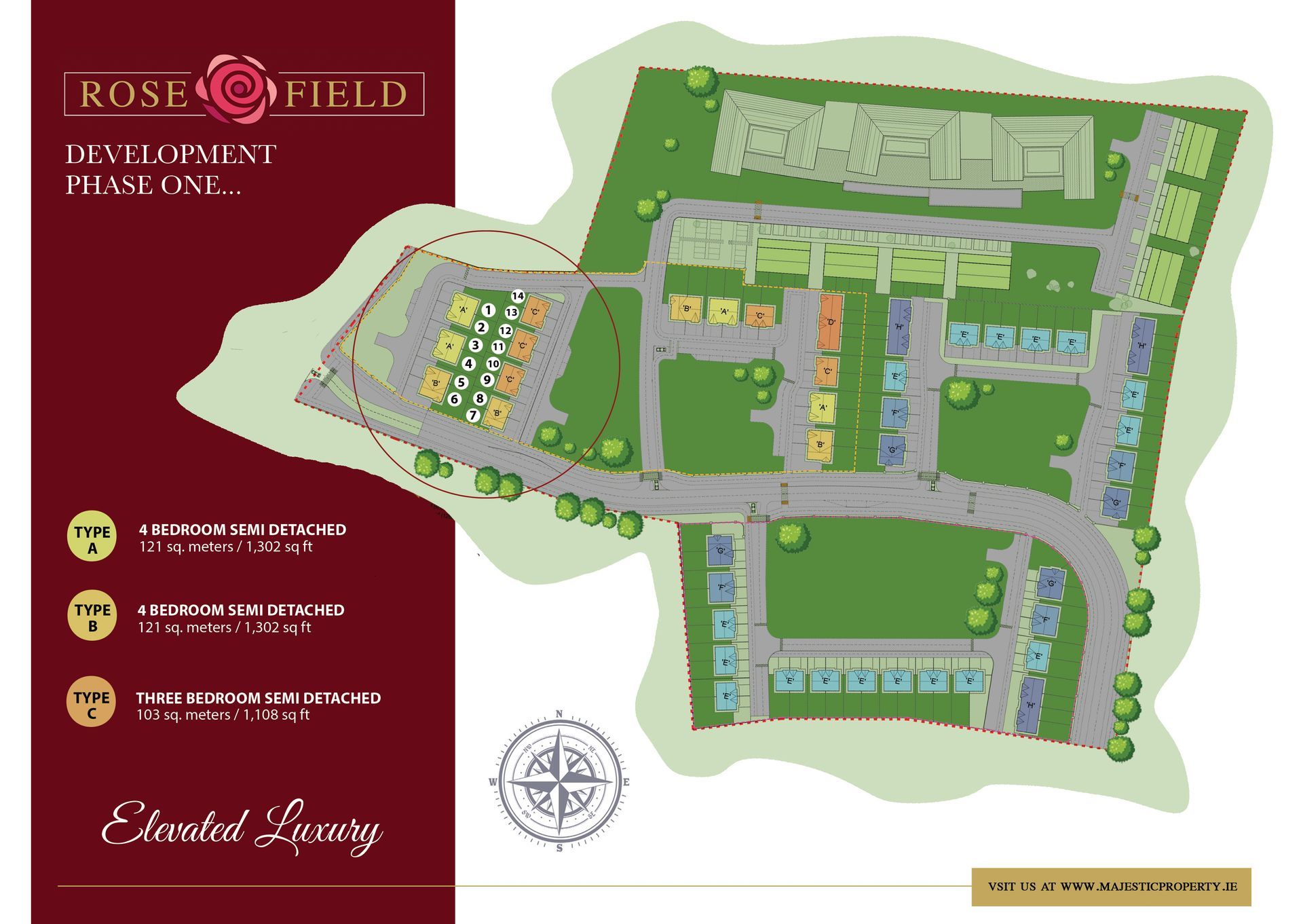 A map of a development called rose field