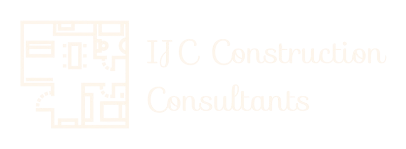 Logo for HJC Construction Consultants with a pale orange geometric icon and text on a white background