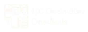 Logo for HJC Construction Consultants with a pale orange geometric icon and text on a white background