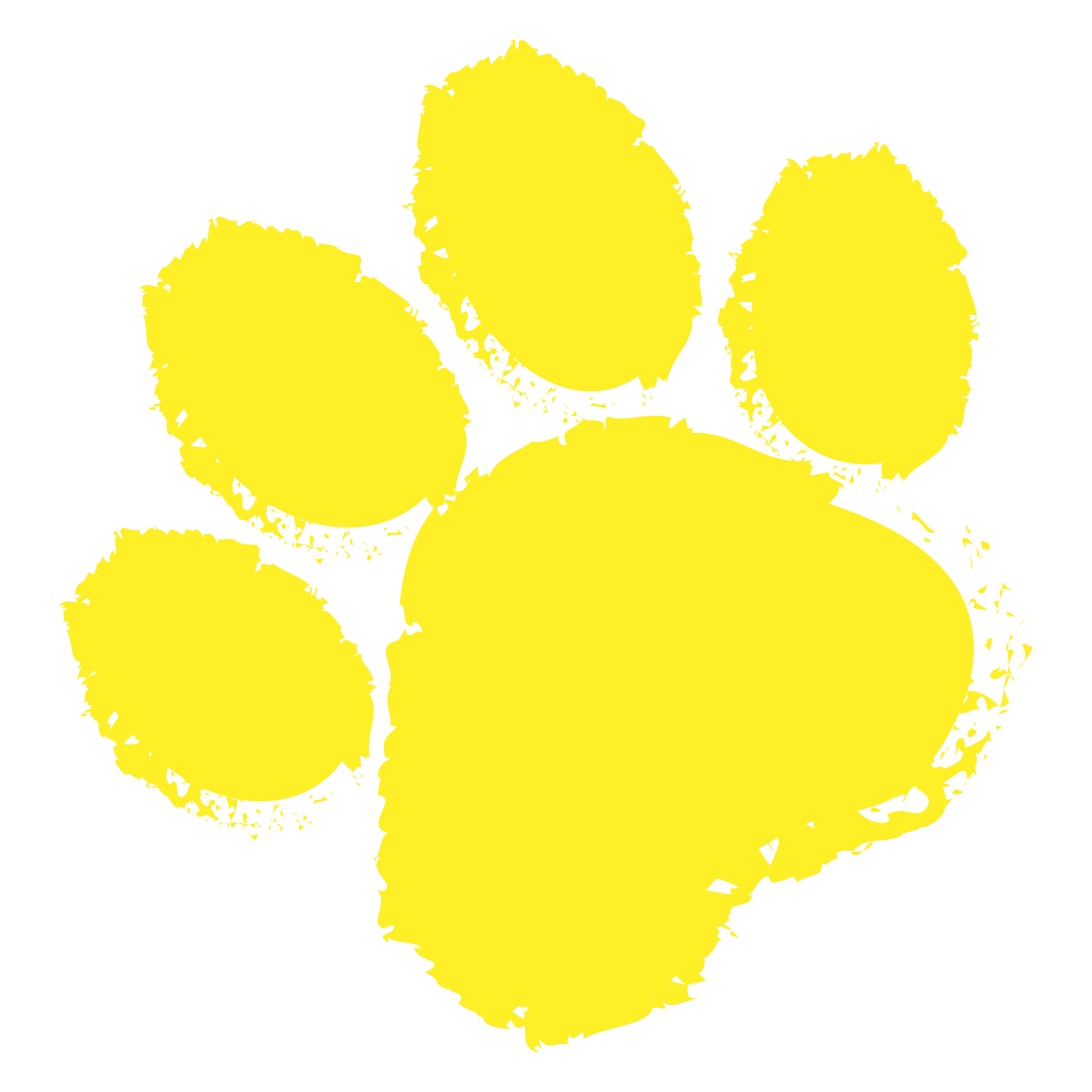 Yellow paw print on white background.