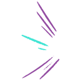 Purple and teal brushstrokes radiating from white space.
