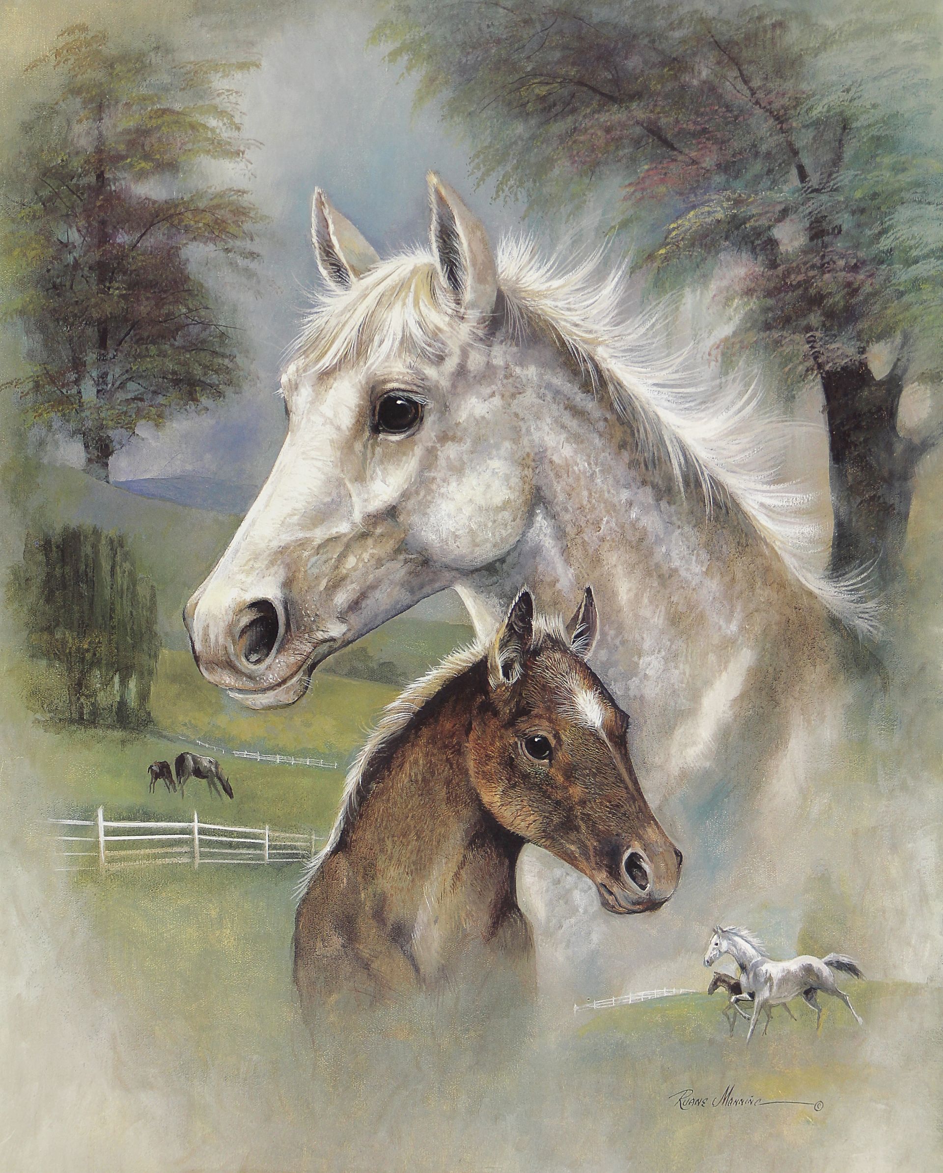 A painting of a horse that won the race and a foul