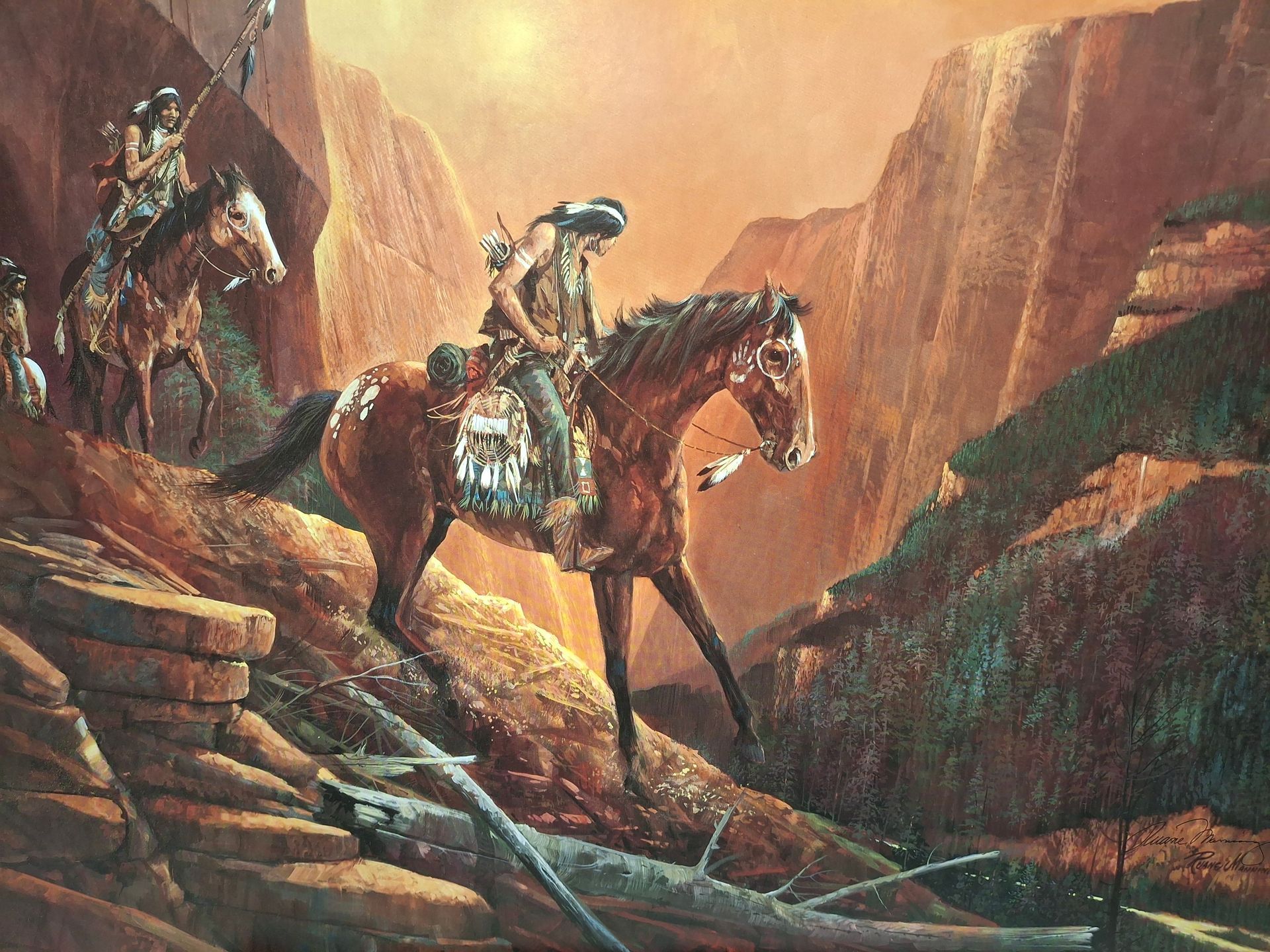 A painting of a group of Native Americans