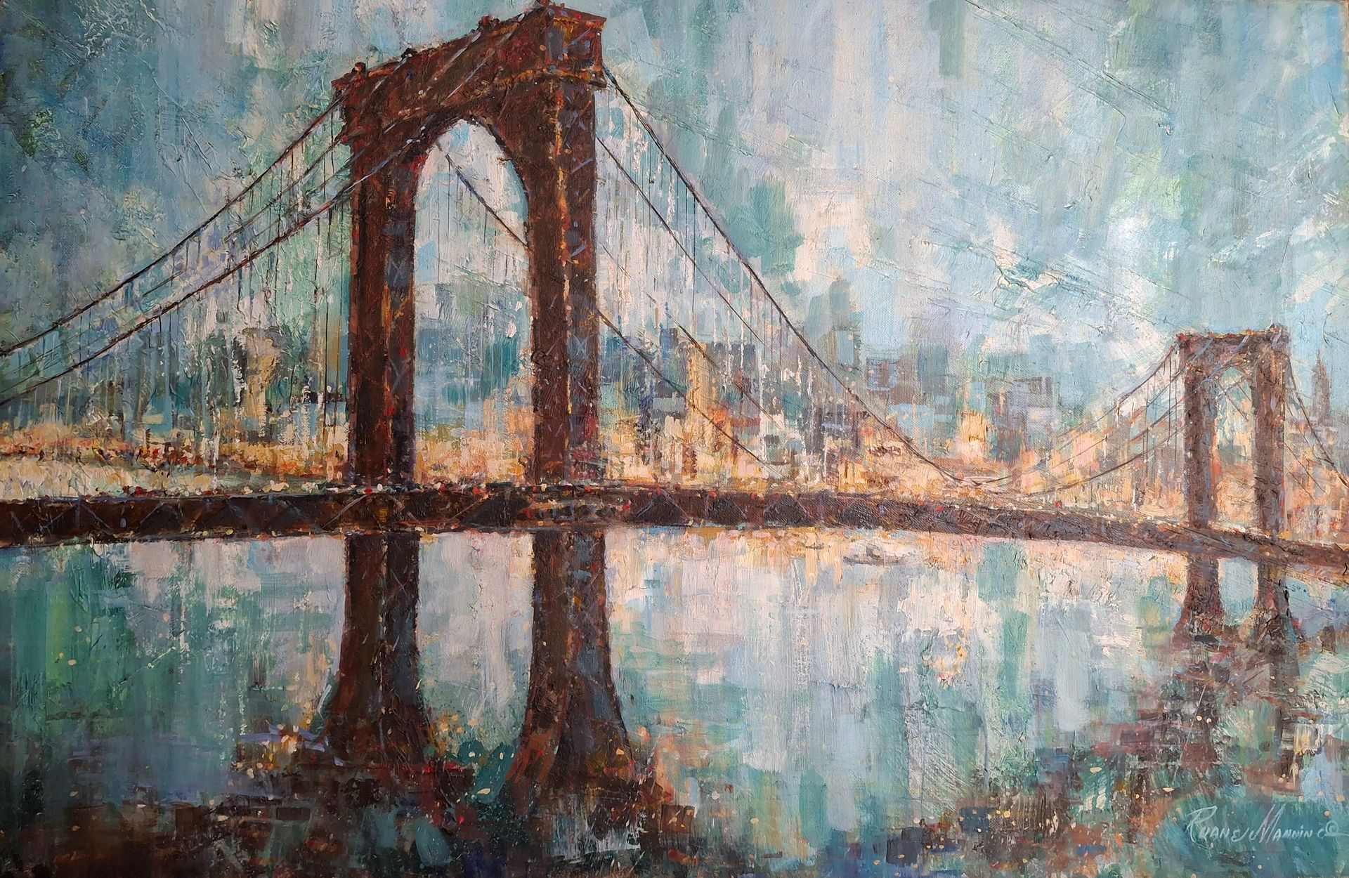 A painting of the Manhattan Bridge